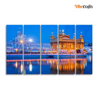 VIBECRAFTS Gurdwara Sri Harmandir Sahib Golden Temple Five Pieces Wall Painting For Home|Office|Living Room|Gift (PTVC5Pcs4_8578)