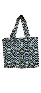 HOUSE OF GULAB Cotton Tote Bag Reusable Shopping Bag Printed Canvas Cloth Carry Bag with Long Handle for Women & Men Eco Friendly Grocery Vegetable Storage Travel Bag 15x18 Inch (Black & Yellow)