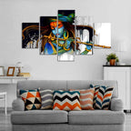 VIBECRAFTS Shree Krishna Playing Flute 5 Pieces Premium Wall Painting For Home|Office|Living Room|Gift (PTVC5Pcs1_5505)