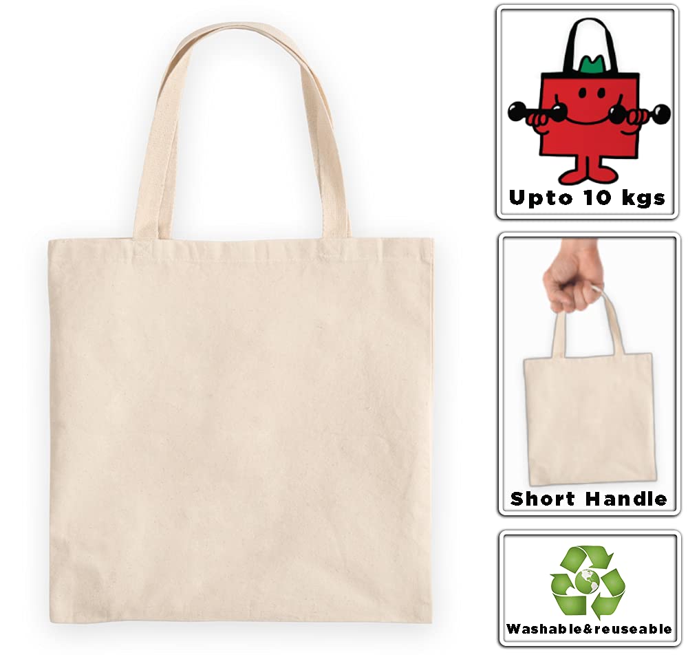 Cotton Bag Plain - Reusable 100% Eco Friendly - Natural (Pack of 5) Dimension 13 * 16 inches.