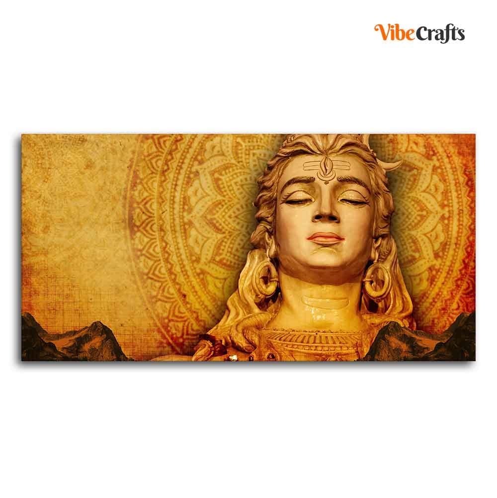 VIBECRAFTS Spiritual Shiva Premium Canvas Wall Painting With Frame for Living Room Drawing Room Home|Office|Gift (PTVCH_2228N)