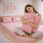 THE HOME STYLE Solid Cotton Feel Pillow Covers (18 x 28 inches, Set of 2 Pcs) | 300 TC | Super Soft & Smooth (Peach)
