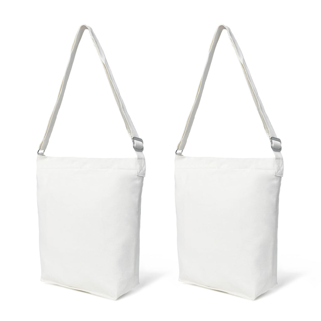 ADYAN Canvas Bag Pack of 2 Cotton 12 Oz Reusable Canvas Tote Bag for Shopping Grocery DIY Painting and Crafts (Milky White)