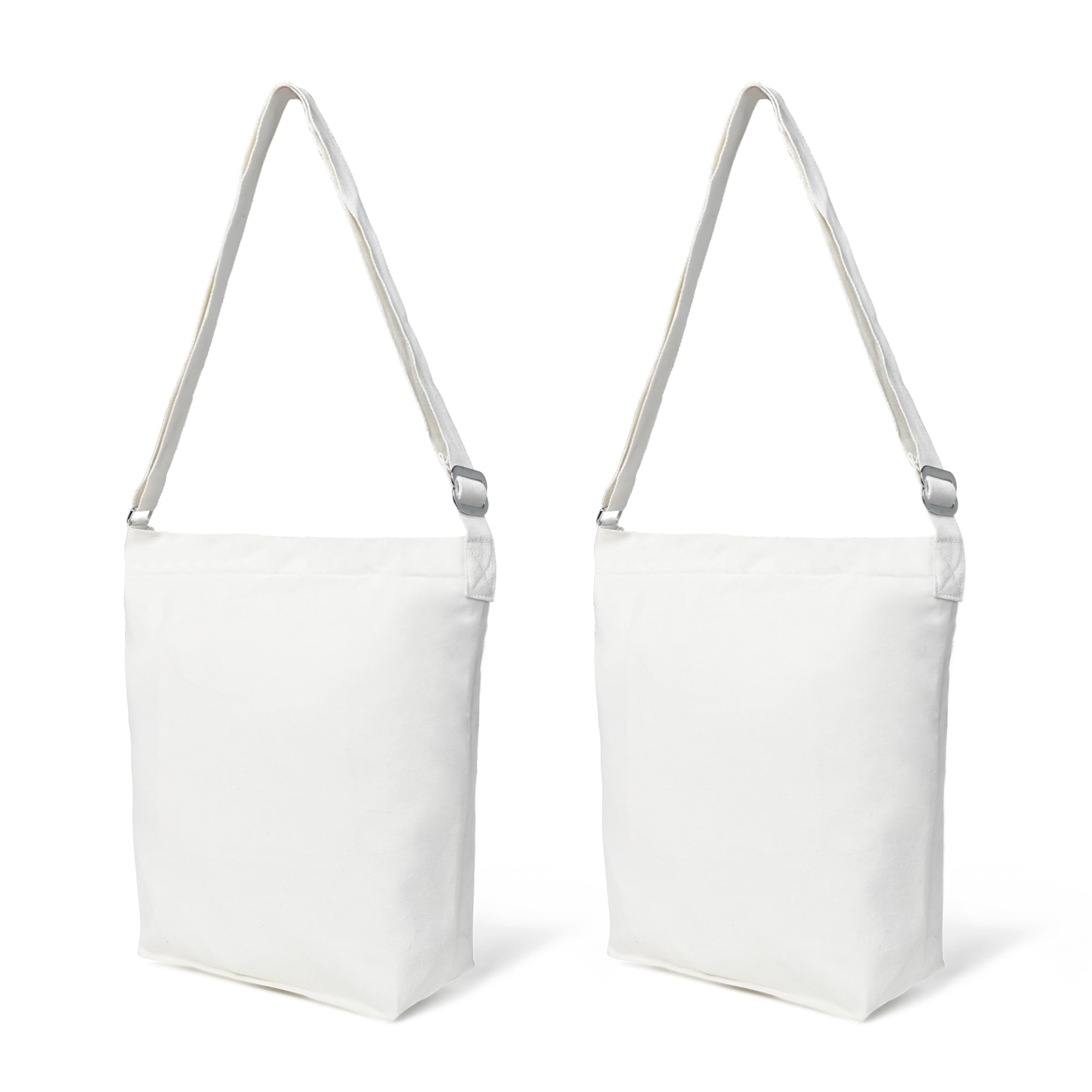ADYAN Canvas Bag Pack of 2 Cotton 12 Oz Reusable Canvas Tote Bag for Shopping Grocery DIY Painting and Crafts (Milky White)