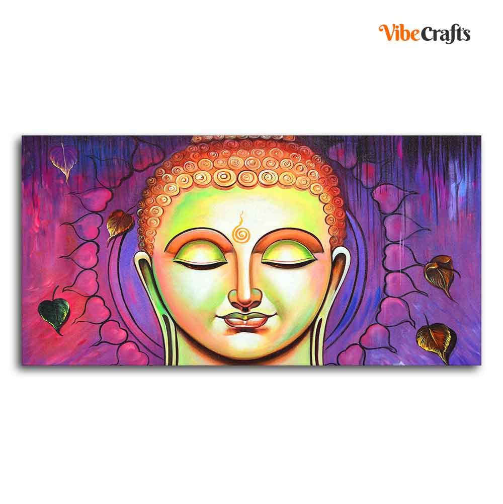 VIBECRAFTS Canvas Paintings for Living Room Drawing Room Spiritutal Buddha Meditating Canvas Wall Painting Fitted With Wooden Frame for Home | Office | Gift (PTVCH_2427)