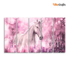 VIBECRAFTS Beautiful White Horse 5 Pieces Canvas Wall Painting For Home | Office | Living Room | Gift (PTVC5Pcs4_8544)