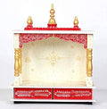 Kamdhenu Art and Craft Wooden Temple Home Temple Pooja Mandir Pooja Mandap Temple for Home (White & Red) - 9X22 Inch