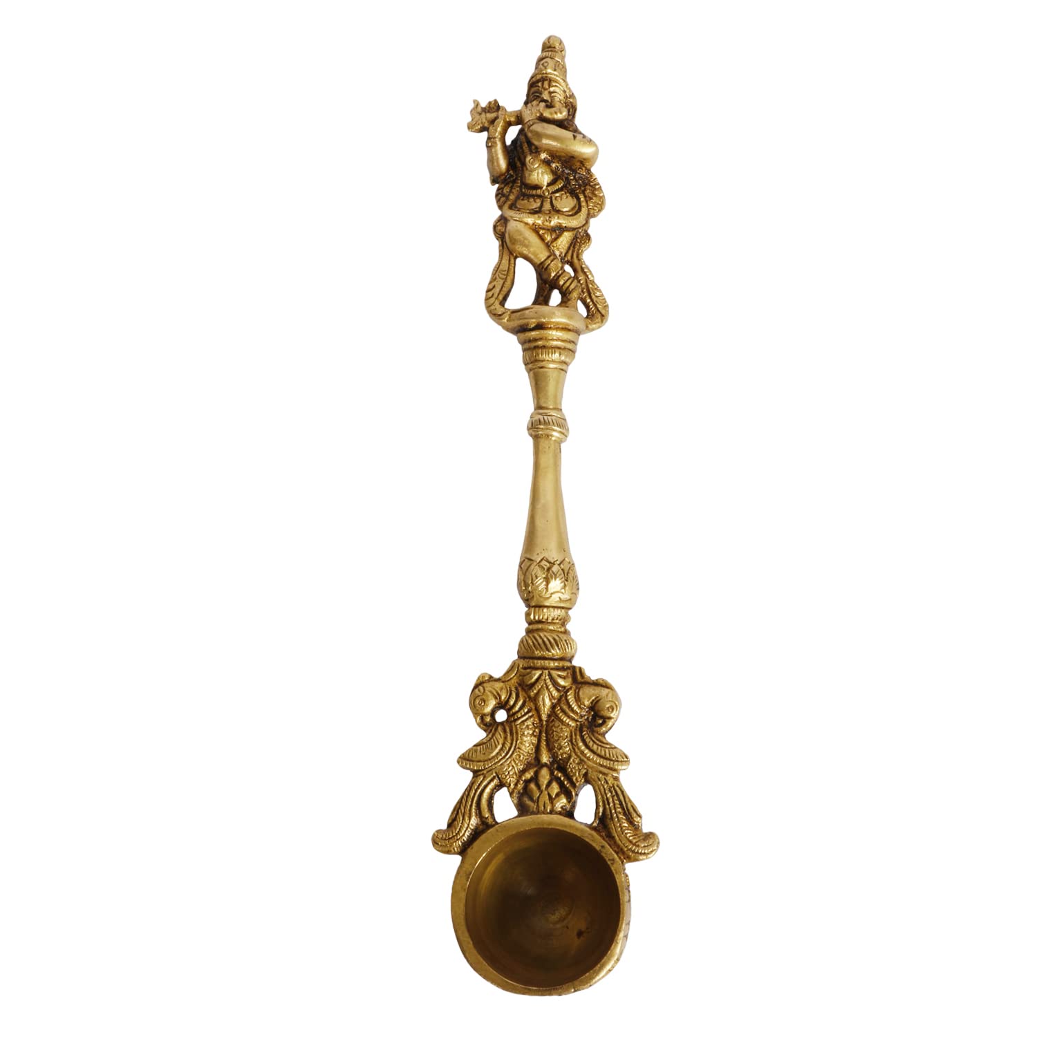 ARTVARKO Krishna Havan Spoon Brass Idol Sculpture Ritual Achmani Spoon Showpiece 9.5 Inch
