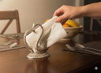 Kridaykraft Elegant Silver Swan Napkin Holder - Decorative Metal Tissue Paper Stand for Dining Table, Kitchen, Bedroom & Bathroom - Luxury Restaurant Style Vertical Serviette Organizer (10x8 cm)