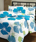 WONDERLOOK 100% Super Soft Reversible Design Dohar I AC Blanket I Blanket for All Season I Gifting (Single, Big Blue Flower) Kafalo