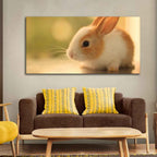 VIBECRAFTS Canvas Paintings for Living Room Drawing Room Premium Cute White & Brown Bunny Canvas Wall Painting Wall Painting Fitted with Wooden Frame for Home | Office | Gift (PTVCH_2319)