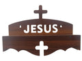 Elegant Wooden Jesus Wall Decor Shelf With Cross, Christian Home Prayer Room, Strong Build Spiritual Display Unit For Daily Devotion Families Faith Blessings love