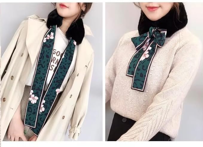 THE DDS STORE Winter Women Faux Fur Collar Leopard Print Scarves Plush Wrap Korea Bow Tie Neck Warmer Formal Party Shawl (Dark-Pink)