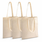100% Natural Cotton Tote Bag (14x16 Inch, Pack of 3) | Eco-Friendly Reusable Canvas Grocery Shopping Bag | Washable Heavy-Duty Cloth Shoulder Jhola Bag for Women & Men