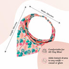Hair Drama Co. Abstract Floral Print Elastic Bandana Head Scarf for Women | Silk Satin Head Wrap Bandana Scarves | Boho Style Statement Headband Scarves | All Day Wear Scarves | Hair Scarf Accessories