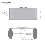 LINENWALAS 100% Cotton 16x32 inch 300TC Striped Bolster Cover | Round Bed Side Long Bolster Pillow Cover to fit 24 Length 9 Dia | Pack of 2 Bolster Cover only (16x32 inch, White)
