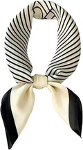 NK Textiles Women’s Geometric Print Light Weight Black & White Colored Satin Head Scarf - Neck Scarf - Neck Wrap (Square) (22x22)