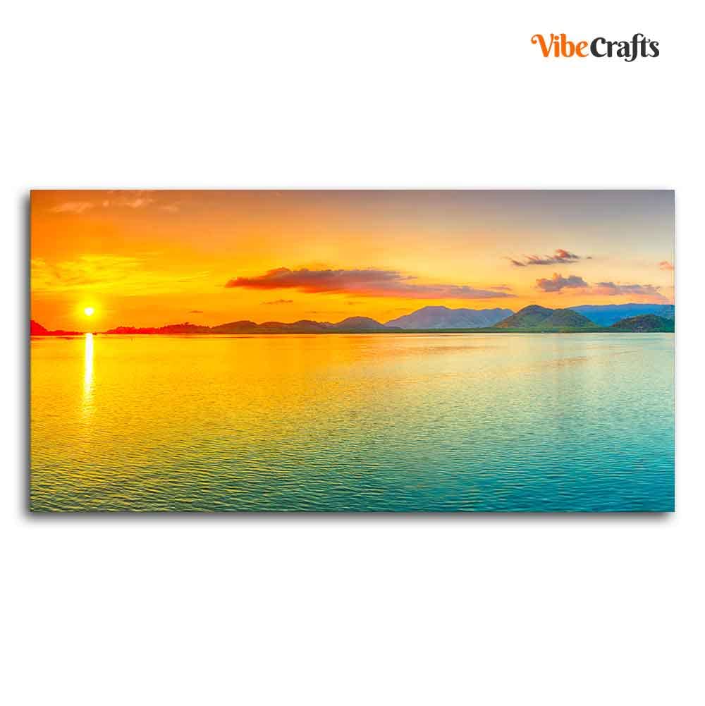 VIBECRAFTS Canvas Paintings for Living Room Drawing Room Sunset Horizon Canvas Wall Painting Fitted With Wooden Frame for Home | Office | Gift (PTVCH_2432)