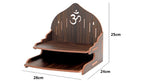 HOSTK Wall Mounted Wooden Temple for Home | Pooja Mandir Shelf with Om Design | MDF Wall Hanging Temple for Ganesh Idol, Diya & Incense Holder | Home Temple Decor for Living RoomOffice (Brown)