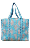 HOUSE OF GULAB Tote Bag with Long Handler & Inside Pocket (Blue & Red)