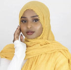Iba & Isba Women's Plain Crinkled Scarves, Stoles, Hijab (76 x 36 inch) (Lemon)