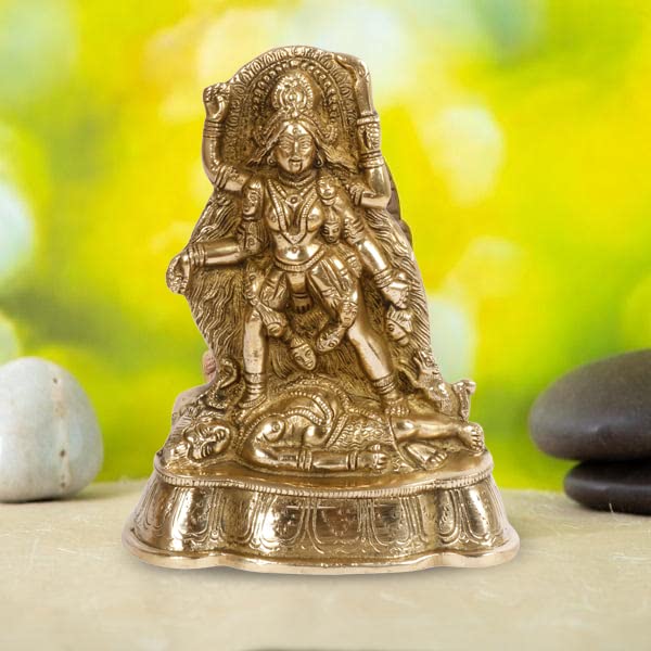 ARTVARKO Brass Kali Maa Sculpture Murti Adi Shakti Ma Idol Murti Ideal for Home Temple Navratri puja Festival Pooja Gifting 7 Inches