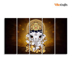 VIBECRAFTS Little Ganesha Premium Wall Painting of Five Pieces For Home|Office|Living Room|Gift (PTVC5Pcs4_8685)