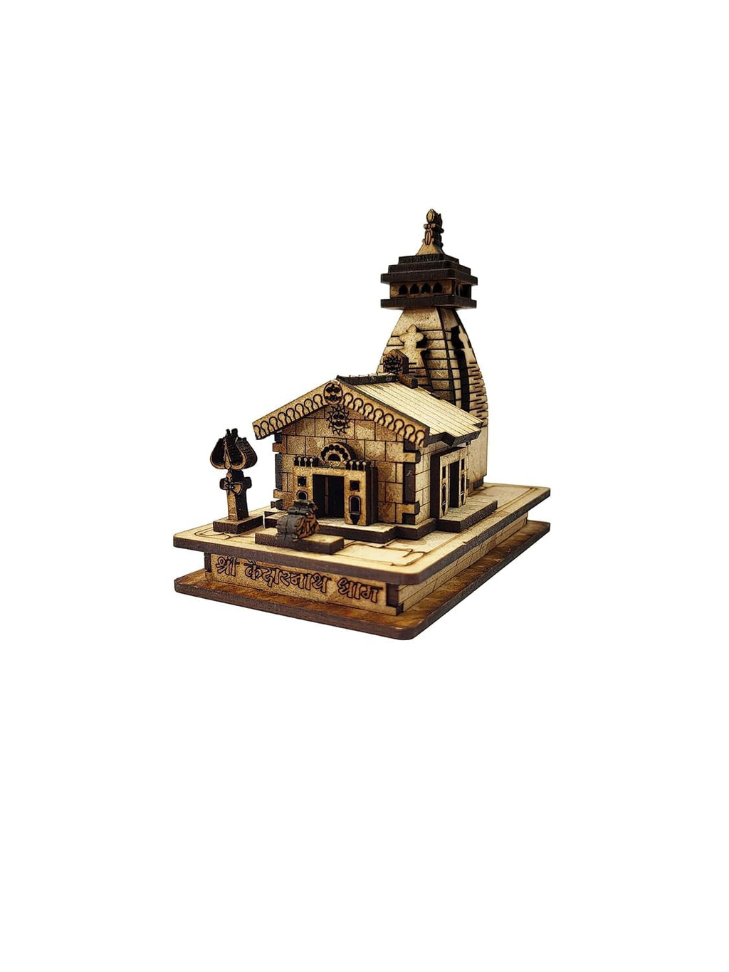 SriMaa Ventures: Mahadev Kedarnath Dham Temple The Place of Light in Wood Miniature Small | Hand Crafted Wooden Temple for Gifting, ShowPiece, Temple