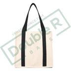DOUBLE R BAGS Heavy Duty Canvas Grocery Bag with Side Pockets, Reusable Shopping Tote with Handles, Large Multipurpose Cotton Bag for Grocery, Jhola, Beach, Picnic, Travel. (Black, Pack of 12)