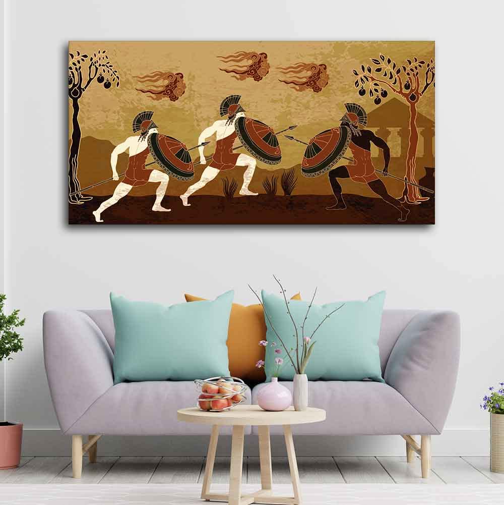 VIBECRAFTS Canvas Paintings for Living Room Drawing Room Ancient Greece Canvas Wall Painting Fitted With Wooden Frame For Home | Office | Living Room | Gift (PTVCH_2496)