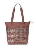 ZOUK Royal Indian Peacock Motif Printed Women's Jute Handcrafted Vegan Leather Grey Everyday Tote