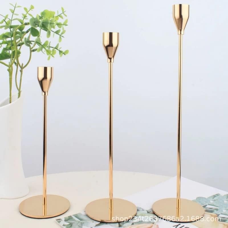 The Purple Tree Metal Royal Candle Holders For Tapered Candles, (Pack Of 3, Golden), Tapered Candle Holder, Tealight Holder, Best Gift For Christmas Decor, Christmas Decoration, Dining Table