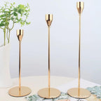 The Purple Tree Metal Royal Candle Holders For Tapered Candles, (Pack Of 3, Golden), Tapered Candle Holder, Tealight Holder, Best Gift For Christmas Decor, Christmas Decoration, Dining Table