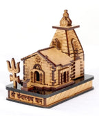 Poveria Wooden Kedarnath Temple Model | Shri Kedarnath Dham Miniature Temple with Trishul | Laser-Cut Wooden Mandir Showpiece for Home, Office Decor & Gift Purpose | Spiritual Desk Decor Idol