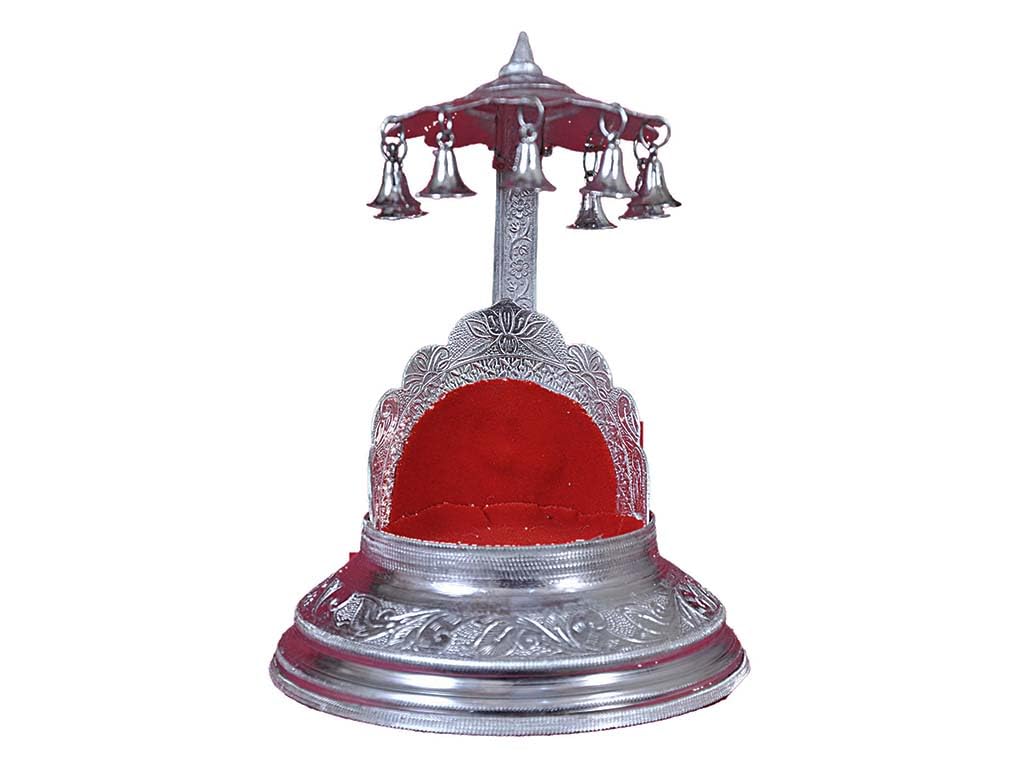 SHOPPINGROX Temple Round for Home 20 cm Religious Idol & Figurine Aluminium Silver Colour