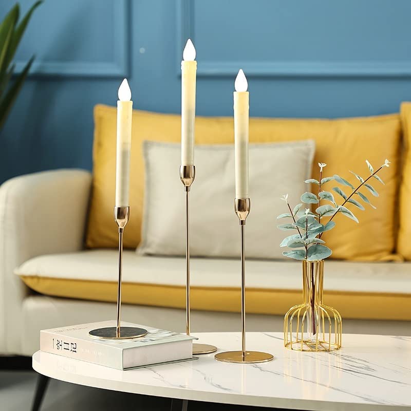 The Purple Tree Metal Royal Candle Holders For Tapered Candles, (Pack Of 3, Golden), Tapered Candle Holder, Tealight Holder, Best Gift For Christmas Decor, Christmas Decoration, Dining Table