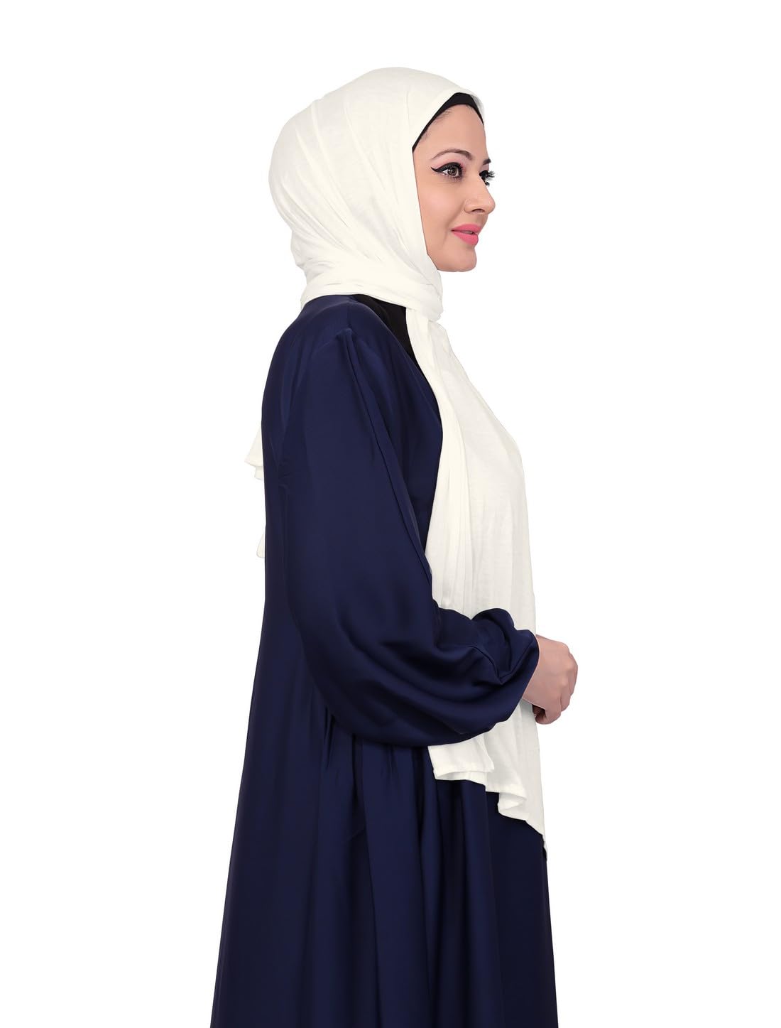 Markaz Hijab Women's Polyester Fabric Solid Pattern Suitable For Daily, Casual, Office wearJersey Hijab stoles for women Free size, Off White