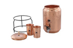 SHANKAR & SONS 5 Litre Copper Water Dispenser with Stand and 2 Glasses | BPA Free, Non-Toxic | Hammered Texture, Rustproof & Durable | with Added Health Benefits of Copper
