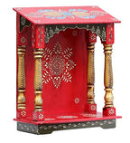 DESERT ART Multicolour Neem Wood Pooja Mandir Without Door(33.02 X15.24 X40.64) CM