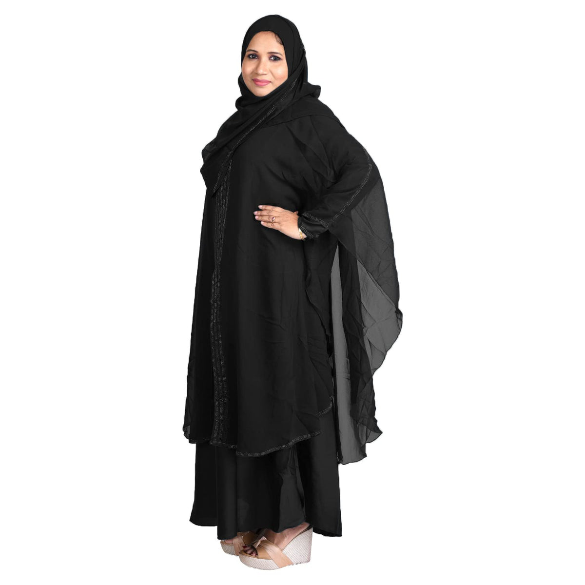 Hawai Women's Ready to Wear Lycra Burqa With Hijab, Dupatta and Face Cover_WB00408