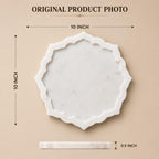 Kay31 10 Inch White Marble Serving Tray with Scalloped Edge, Round Decorative Platter for Jewelry, Vanity Organizer, Home Décor, Decorative Tray (DT-10)