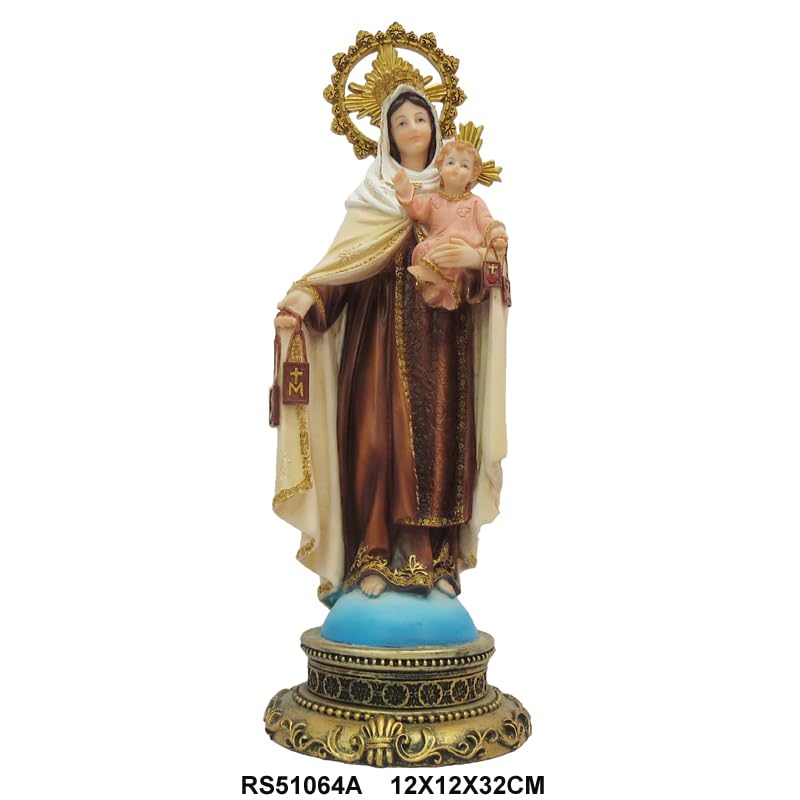 Our Lady of Mount Carmel Statue,Size:12x12x32cm,Polyresin Decoration Gift 12 Inch Base Home Furnishing Christian Home Decor - Traditional Catholic Christian,RS51064A