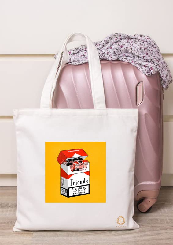 TAJNAN Reusable Tote Bags|100% Organic Cotton Grocery Bag|Eco-Friendly, Multi-Purpose Bag|Sturdy Canvas Bag with 15kgs Capacity | Multiple Stylish Designs,Pack of 1 - Best Gift for Valentines