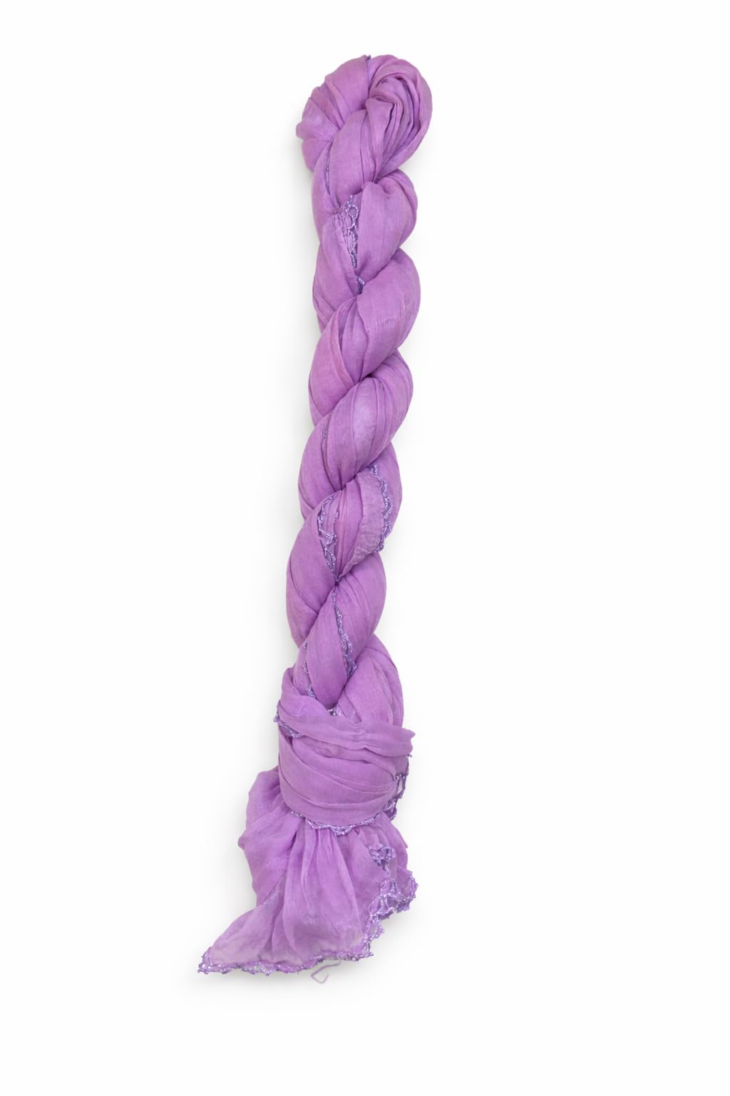 shaneka Lightweight Crinkle Scarf, Lavender Purple, Sheer Fabric with Lace Trim, Women's Wrap Stole