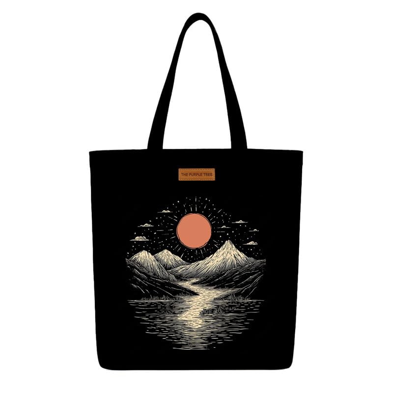 The Purple Tree Eco-Friendly Canvas Tote Bag, Sustainable, Reusable Shopping, Beach, Travel or Everyday Tote, Wide Tote Bag, Midnight Sun