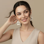 Handmade Sea Shell Flower Earrings Unique Boho Beach Jewellery Antique Aesthetic Cowrie Shell White Kodi Bohemian Floral Earrings For Women And Girls
