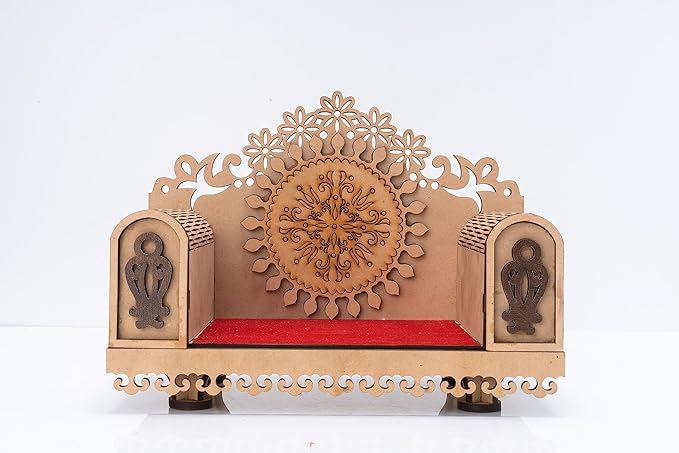 SUNBEET Handcrafted Wooden Decorative Sinhasan for Mandir | Sinhasan for Laddu Gopal | God Singhasan for Pooja & Temple Decoration