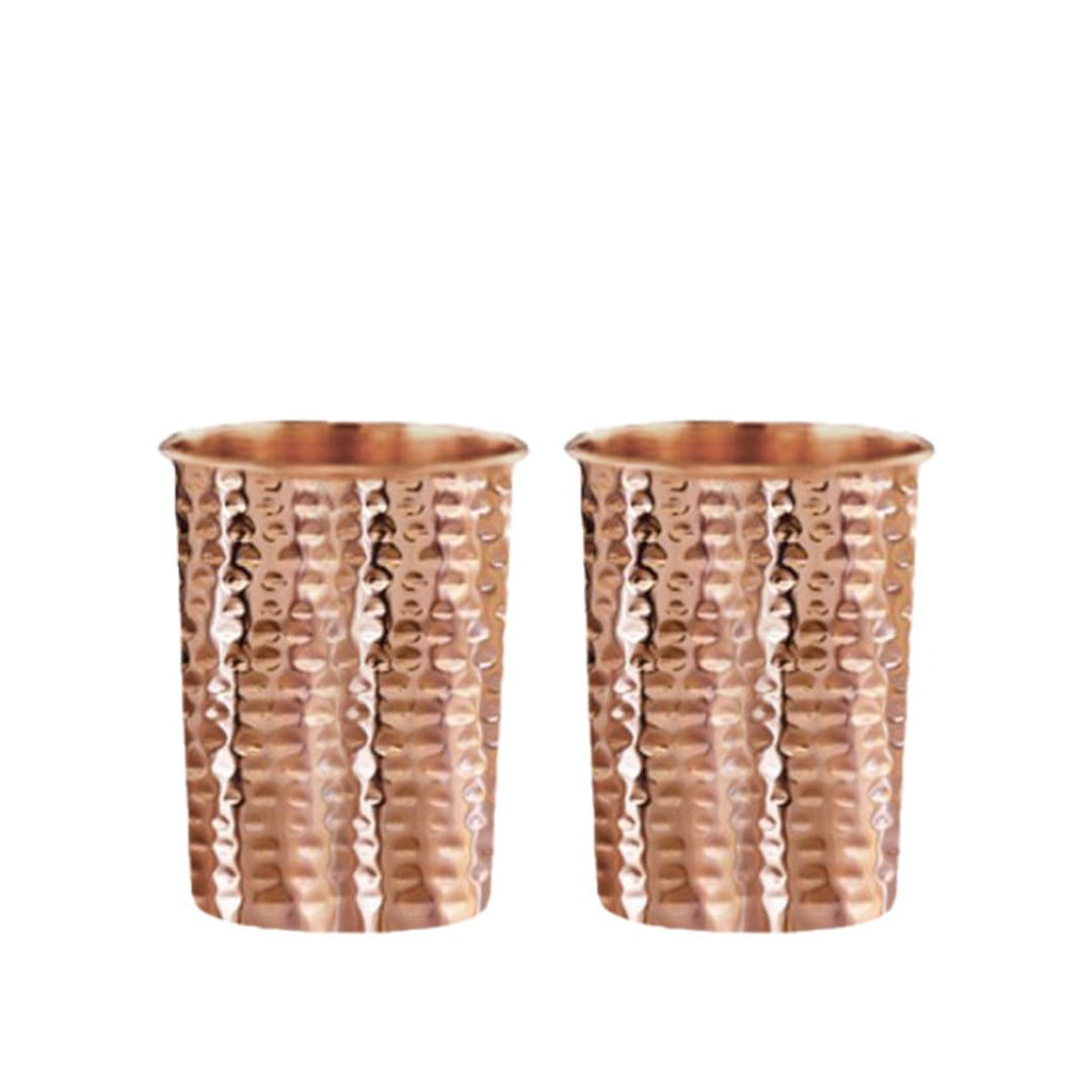 Copperika Bedroom Jar Hammered Diwali Gift Hamper Set Copper Water Bottle 1 ltr 1000ml + Copper Glass (Pack of 2-300ml Each) Original Heavy Build With Ayurvedic & Other Health Benefits For ALL USERS