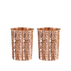 Copperika Bedroom Jar Hammered Diwali Gift Hamper Set Copper Water Bottle 1 ltr 1000ml + Copper Glass (Pack of 2-300ml Each) Original Heavy Build With Ayurvedic & Other Health Benefits For ALL USERS