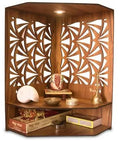 EXPRO Wooden Wall Mounted Pooja Mandir for Home & Office, Wooden Temple for Home Decor Hanging Pooja Stand for Idols | Height: 5 | DIY (Do-It-Yourself) (Brown | Height 40.6 | Mandir with LED Light)
